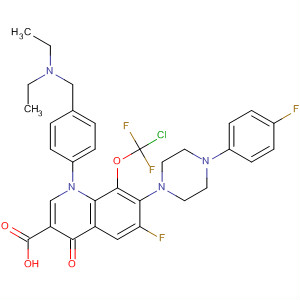 866956-90-3  3-Quinolinecarboxylic acid,8-(chlorodifluoromethoxy)-1-[4-[(diethylamino)methyl]phenyl]-6-fluoro-7-[4-(4-fluorophenyl)-1-piperazinyl]-1,4-dihydro-4-oxo-