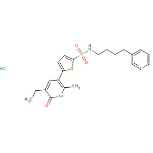 867008-11-5  2-Thiophenesulfonamide,5-(5-ethyl-1,6-dihydro-2-methyl-6-oxo-3-pyridinyl)-N-[4-(3-pyridinyl)butyl]-, monohydrochloride