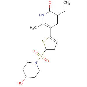 867008-14-8  4-Piperidinol,1-[[5-(5-ethyl-1,6-dihydro-2-methyl-6-oxo-3-pyridinyl)-2-thienyl]sulfonyl]-