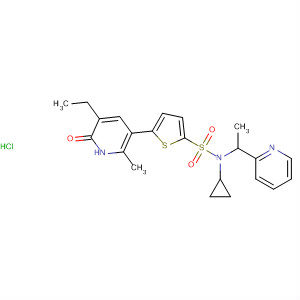 867008-53-5  2-Thiophenesulfonamide,N-cyclopropyl-5-(5-ethyl-1,6-dihydro-2-methyl-6-oxo-3-pyridinyl)-N-[1-(2-pyridinyl)ethyl]-, monohydrochloride