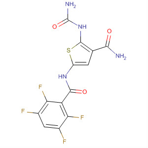 869091-27-0  3-Thiophenecarboxamide,2-[(aminocarbonyl)amino]-5-[(2,3,5,6-tetrafluorobenzoyl)amino]-