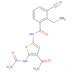 869091-32-7  3-Thiophenecarboxamide,2-[(aminocarbonyl)amino]-5-[(3-cyano-2-ethylbenzoyl)amino]-