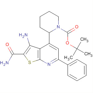 858643-01-3  1-Piperidinecarboxylic acid,2-[3-amino-2-(aminocarbonyl)-6-phenylthieno[2,3-b]pyridin-4-yl]-,1,1-dimethylethyl ester