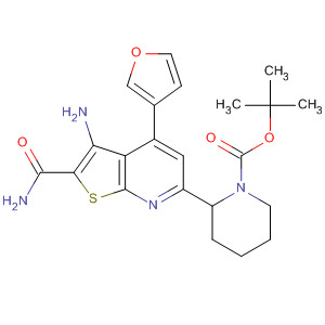 858643-55-7  1-Piperidinecarboxylic acid,2-[3-amino-2-(aminocarbonyl)-4-(3-furanyl)thieno[2,3-b]pyridin-6-yl]-,1,1-dimethylethyl ester