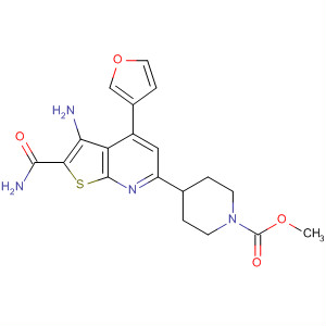 858643-71-7  1-Piperidinecarboxylic acid,4-[3-amino-2-(aminocarbonyl)-4-(3-furanyl)thieno[2,3-b]pyridin-6-yl]-,methyl ester
