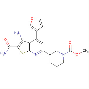 858643-72-8  1-Piperidinecarboxylic acid,3-[3-amino-2-(aminocarbonyl)-4-(3-furanyl)thieno[2,3-b]pyridin-6-yl]-,methyl ester