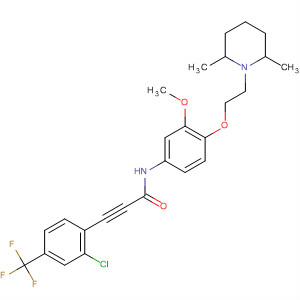 858680-14-5  2-Propynamide,3-[2-chloro-4-(trifluoromethyl)phenyl]-N-[4-[2-(2,6-dimethyl-1-piperidinyl)ethoxy]-3-methoxyphenyl]-