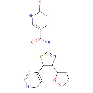 858974-26-2  3-Pyridinecarboxamide,N-[4-(2-furanyl)-5-(4-pyridinyl)-2-thiazolyl]-1,6-dihydro-6-oxo-