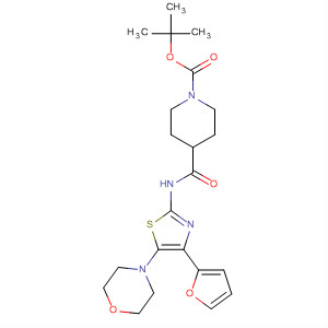 858974-57-9  1-Piperidinecarboxylic acid,4-[[[4-(2-furanyl)-5-(4-morpholinyl)-2-thiazolyl]amino]carbonyl]-,1,1-dimethylethyl ester