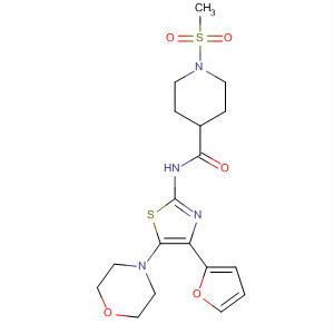 858974-72-8  4-Piperidinecarboxamide,N-[4-(2-furanyl)-5-(4-morpholinyl)-2-thiazolyl]-1-(methylsulfonyl)-