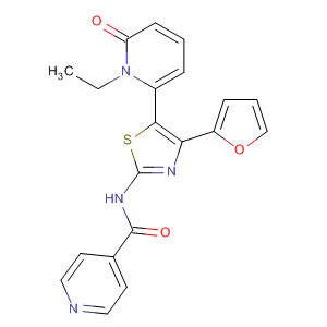 858975-43-6  4-Pyridinecarboxamide,N-[5-(1-ethyl-1,6-dihydro-6-oxo-2-pyridinyl)-4-(2-furanyl)-2-thiazolyl]-