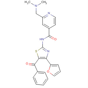 858975-55-0  4-Pyridinecarboxamide,N-[5-benzoyl-4-(2-furanyl)-2-thiazolyl]-2-[(dimethylamino)methyl]-