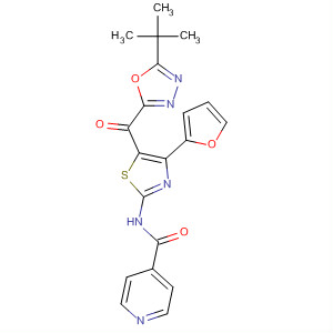 858977-73-8  4-Pyridinecarboxamide,N-[5-[[5-(1,1-dimethylethyl)-1,3,4-oxadiazol-2-yl]carbonyl]-4-(2-furanyl)-2-thiazolyl]-