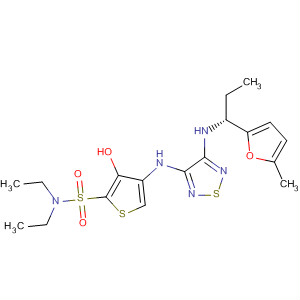 859835-38-4  2-Thiophenesulfonamide,N,N-diethyl-3-hydroxy-4-[[4-[[(1R)-1-(5-methyl-2-furanyl)propyl]amino]-1,2,5-thiadiazol-3-yl]amino]-