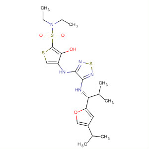 859835-41-9  2-Thiophenesulfonamide,N,N-diethyl-3-hydroxy-4-[[4-[[(1R)-2-methyl-1-[4-(1-methylethyl)-2-furanyl]propyl]amino]-1,2,5-thiadiazol-3-yl]amino]-