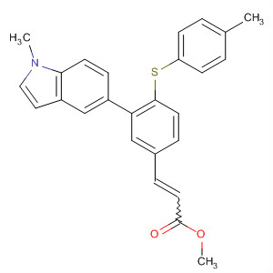 860635-14-9  2-Propenoic acid,3-[3-(1-methyl-1H-indol-5-yl)-4-[(4-methylphenyl)thio]phenyl]-, methylester