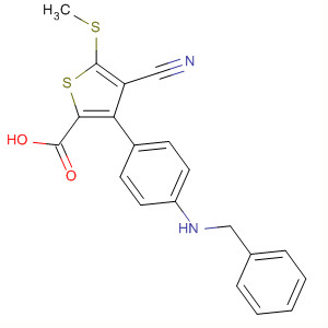 861962-45-0  2-Thiophenecarboxylic acid,4-cyano-5-(methylthio)-3-[4-[(phenylmethyl)amino]phenyl]-