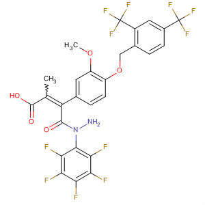 862180-56-1  2-Propenoic acid,3-[4-[[2,4-bis(trifluoromethyl)phenyl]methoxy]-3-methoxyphenyl]-2-methyl-, 2-(pentafluorophenyl)hydrazide