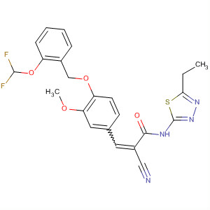 862182-38-5  2-Propenamide,2-cyano-3-[4-[[2-(difluoromethoxy)phenyl]methoxy]-3-methoxyphenyl]-N-(5-ethyl-1,3,4-thiadiazol-2-yl)-