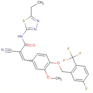 862182-82-9  2-Propenamide,2-cyano-N-(5-ethyl-1,3,4-thiadiazol-2-yl)-3-[4-[[5-fluoro-2-(trifluoromethyl)phenyl]methoxy]-3-methoxyphenyl]-
