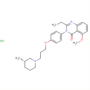 862312-05-8  4(3H)-Quinazolinone,2-ethyl-5-methoxy-3-[4-[3-[(3S)-3-methyl-1-piperidinyl]propoxy]phenyl]-,hydrochloride