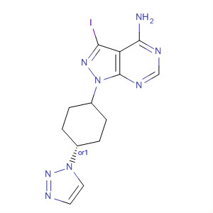 862729-77-9  1H-Pyrazolo[3,4-d]pyrimidin-4-amine,3-iodo-1-[trans-4-(1H-1,2,3-triazol-1-yl)cyclohexyl]-