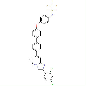 863243-73-6  Methanesulfonamide,N-[4-[[4'-[(1E)-2-[4-(2,4-dichlorophenyl)-1-ethyl-1H-imidazol-2-yl]ethenyl][1,1'-biphenyl]-4-yl]oxy]phenyl]-1,1,1-trifluoro-