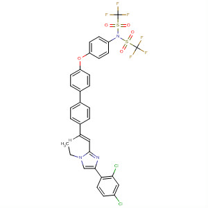 863243-74-7  Methanesulfonamide,N-[4-[[4'-[(1E)-2-[4-(2,4-dichlorophenyl)-1-ethyl-1H-imidazol-2-yl]ethenyl][1,1'-biphenyl]-4-yl]oxy]phenyl]-1,1,1-trifluoro-N-[(trifluoromethyl)sulfonyl]-