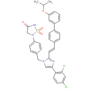 863245-60-7  1,2,5-Thiadiazolidin-3-one,5-[4-[[4-(2,4-dichlorophenyl)-2-[(1E)-2-[3'-(1-methylethoxy)[1,1'-biphenyl]-4-yl]ethenyl]-1H-imidazol-1-yl]methyl]phenyl]-, 1,1-dioxide