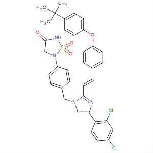 863245-80-1  1,2,5-Thiadiazolidin-3-one,5-[4-[[4-(2,4-dichlorophenyl)-2-[(1E)-2-[4-[4-(1,1-dimethylethyl)phenoxy]phenyl]ethenyl]-1H-imidazol-1-yl]methyl]phenyl]-, 1,1-dioxide