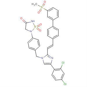 863246-03-1  1,2,5-Thiadiazolidin-3-one,5-[4-[[4-(2,4-dichlorophenyl)-2-[(1E)-2-[3'-(methylsulfonyl)[1,1'-biphenyl]-4-yl]ethenyl]-1H-imidazol-1-yl]methyl]phenyl]-, 1,1-dioxide
