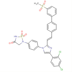 863246-07-5  1,2,5-Thiadiazolidin-3-one,5-[4-[4-(2,4-dichlorophenyl)-2-[(1E)-2-[3'-(methylsulfonyl)[1,1'-biphenyl]-4-yl]ethenyl]-1H-imidazol-1-yl]phenyl]-, 1,1-dioxide