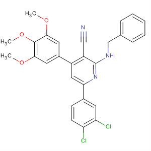 863402-04-4  3-Pyridinecarbonitrile,6-(3,4-dichlorophenyl)-2-[(phenylmethyl)amino]-4-(3,4,5-trimethoxyphenyl)-