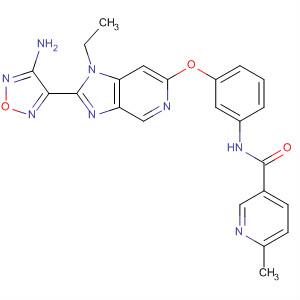 850665-51-9  3-Pyridinecarboxamide,N-[3-[[2-(4-amino-1,2,5-oxadiazol-3-yl)-1-ethyl-1H-imidazo[4,5-c]pyridin-6-yl]oxy]phenyl]-6-methyl-