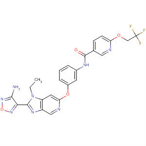 850665-87-1  3-Pyridinecarboxamide,N-[3-[[2-(4-amino-1,2,5-oxadiazol-3-yl)-1-ethyl-1H-imidazo[4,5-c]pyridin-6-yl]oxy]phenyl]-6-(2,2,2-trifluoroethoxy)-