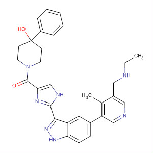 850890-33-4  4-Piperidinol,1-[[2-[5-[5-[(ethylamino)methyl]-4-methyl-3-pyridinyl]-1H-indazol-3-yl]-1H-imidazol-4-yl]carbonyl]-4-phenyl-
