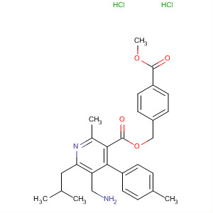 851581-17-4  3-Pyridinecarboxylic acid,5-(aminomethyl)-2-methyl-4-(4-methylphenyl)-6-(2-methylpropyl)-,[4-(methoxycarbonyl)phenyl]methyl ester, dihydrochloride