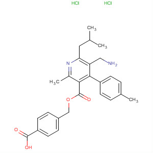 851581-19-6  3-Pyridinecarboxylic acid,5-(aminomethyl)-2-methyl-4-(4-methylphenyl)-6-(2-methylpropyl)-,(4-carboxyphenyl)methyl ester, dihydrochloride