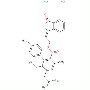 851581-38-9  3-Pyridinecarboxylic acid,5-(aminomethyl)-2-methyl-4-(4-methylphenyl)-6-(2-methylpropyl)-,(2E)-2-(3-oxo-1(3H)-isobenzofuranylidene)ethyl ester, dihydrochloride