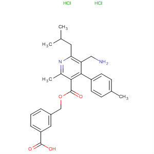 851582-47-3  3-Pyridinecarboxylic acid,5-(aminomethyl)-2-methyl-4-(4-methylphenyl)-6-(2-methylpropyl)-,(3-carboxyphenyl)methyl ester, dihydrochloride