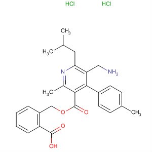 851582-50-8  3-Pyridinecarboxylic acid,5-(aminomethyl)-2-methyl-4-(4-methylphenyl)-6-(2-methylpropyl)-,(2-carboxyphenyl)methyl ester, dihydrochloride