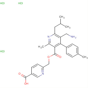 851582-82-6  3-Pyridinecarboxylic acid,5-(aminomethyl)-2-methyl-4-(4-methylphenyl)-6-(2-methylpropyl)-,(5-carboxy-2-pyridinyl)methyl ester, trihydrochloride