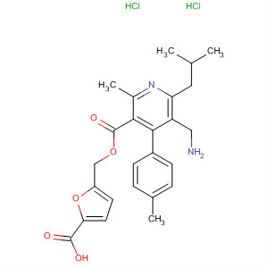 851582-90-6  3-Pyridinecarboxylic acid,5-(aminomethyl)-2-methyl-4-(4-methylphenyl)-6-(2-methylpropyl)-,(5-carboxy-2-furanyl)methyl ester, dihydrochloride