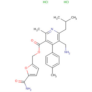 851582-93-9  3-Pyridinecarboxylic acid,5-(aminomethyl)-2-methyl-4-(4-methylphenyl)-6-(2-methylpropyl)-,[5-(aminocarbonyl)-2-furanyl]methyl ester, dihydrochloride