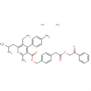 851582-99-5  3-Pyridinecarboxylic acid,5-(aminomethyl)-2-methyl-4-(4-methylphenyl)-6-(2-methylpropyl)-,[4-[2-oxo-2-(2-oxo-2-phenylethoxy)ethyl]phenyl]methyl ester,dihydrochloride