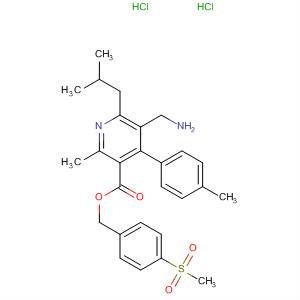 851583-07-8  3-Pyridinecarboxylic acid,5-(aminomethyl)-2-methyl-4-(4-methylphenyl)-6-(2-methylpropyl)-,[4-(methylsulfonyl)phenyl]methyl ester, dihydrochloride