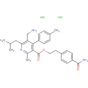 851583-22-7  3-Pyridinecarboxylic acid,5-(aminomethyl)-2-methyl-4-(4-methylphenyl)-6-(2-methylpropyl)-,2-[4-(aminocarbonyl)phenyl]ethyl ester, dihydrochloride