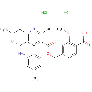 851584-76-4  3-Pyridinecarboxylic acid,5-(aminomethyl)-2-methyl-4-(4-methylphenyl)-6-(2-methylpropyl)-,(4-carboxy-3-methoxyphenyl)methyl ester, dihydrochloride