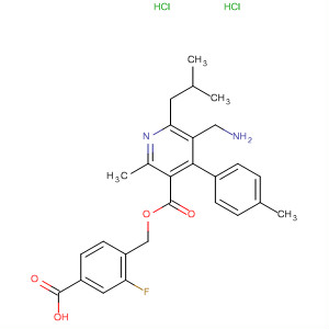 851584-90-2  3-Pyridinecarboxylic acid,5-(aminomethyl)-2-methyl-4-(4-methylphenyl)-6-(2-methylpropyl)-,(4-carboxy-2-fluorophenyl)methyl ester, dihydrochloride