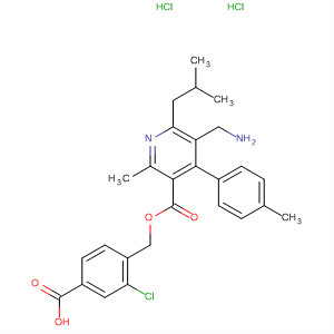 851584-93-5  3-Pyridinecarboxylic acid,5-(aminomethyl)-2-methyl-4-(4-methylphenyl)-6-(2-methylpropyl)-,(4-carboxy-2-chlorophenyl)methyl ester, dihydrochloride